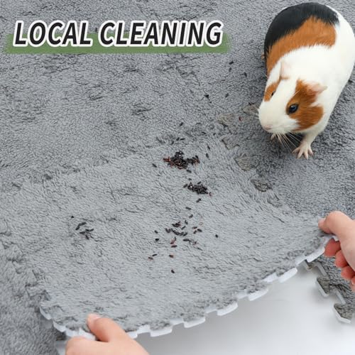 Oncpcare 10Pcs 11” x 11” Guinea Pig Pads Washable, Reusable Guinea Pig Fleece Cage Liners, Soft Warm Rabbit Sleep Mat Blanket Bed (Grey) - Image 4
