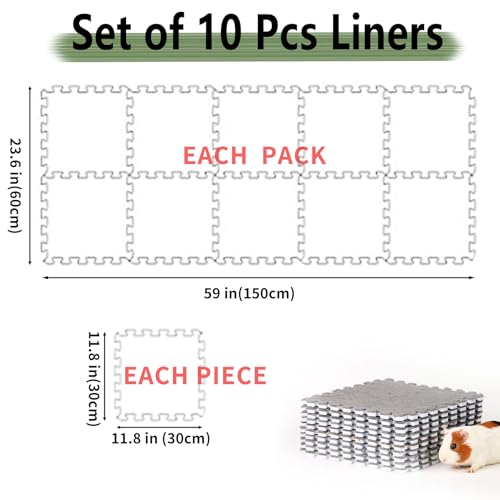 Oncpcare 10Pcs 11” x 11” Guinea Pig Pads Washable, Reusable Guinea Pig Fleece Cage Liners, Soft Warm Rabbit Sleep Mat Blanket Bed (Grey) - Image 2