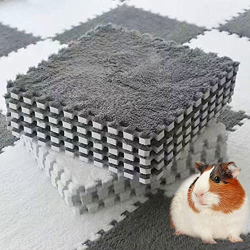 Oncpcare 10Pcs 11” x 11” Guinea Pig Pads Washable, Reusable Guinea Pig Fleece Cage Liners, Soft Warm Rabbit Sleep Mat Blanket Bed (Grey) - Image 1