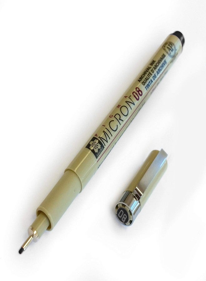 Sakura Pigma Micron 08 - Pigment Fineliners 0.5mm Black [Pack of 3]