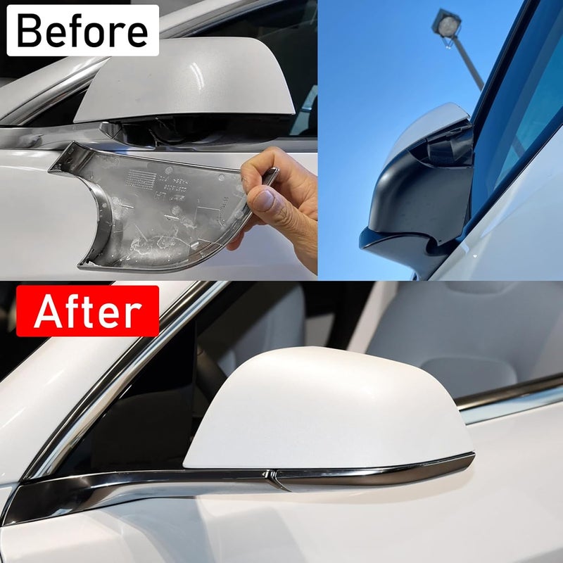 Jaronx Compatible With Tesla Model 3 Mirror Lower Cover 2017-2025,Chrome Left Drive Side Door Wing Rearview Mirror Base Bottom Cover Trim For Tesla Model 3 Accessories(Left) - Image 2