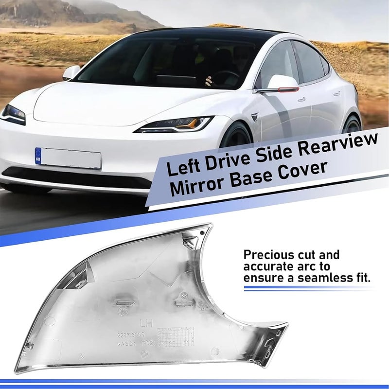 Jaronx Compatible With Tesla Model 3 Mirror Lower Cover 2017-2025,Chrome Left Drive Side Door Wing Rearview Mirror Base Bottom Cover Trim For Tesla Model 3 Accessories(Left) - Image 4