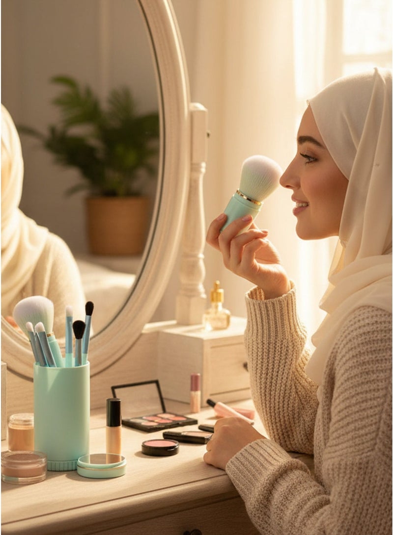 Women's Makeup Brush Set Mini Size Brushes for Blending and Applying Makeup Nanofiber and Wool Bristles Aluminum Tubes and ABS Handles Suitable for All Skin Types Durable Lightweight Easy to Carry and Use for Travel - Image 1