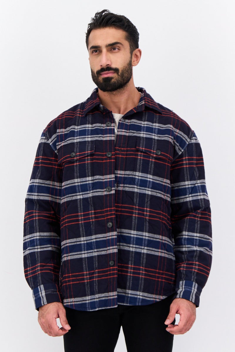 GANT Men Plaid Jacket Shirt, Evening Blue Combo  - Image 1