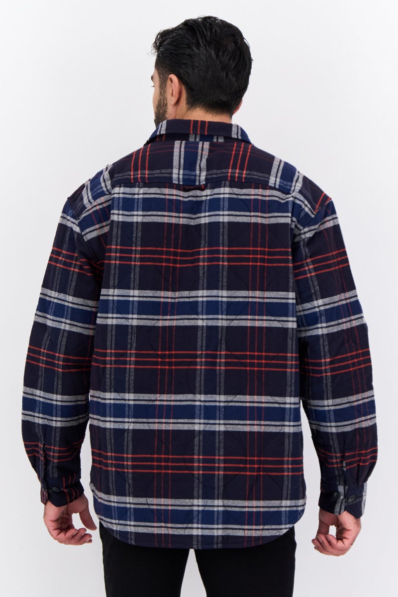 GANT Men Plaid Jacket Shirt, Evening Blue Combo  - Image 3