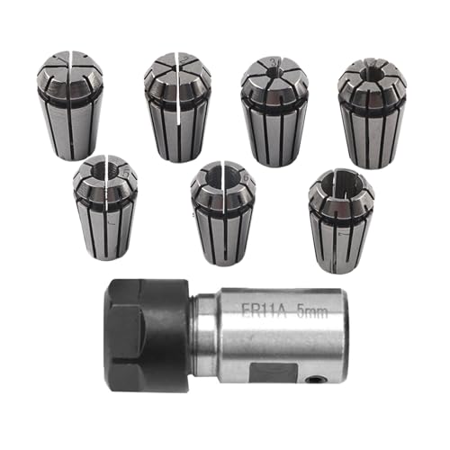 Chazcool 7PCS ER11 Collet Set, 1-7mm Spring Collet Set with 5mm Motor Shaft Holder Milling Extension Rod for CNC Engraving Machine and Milling Lathe Tool - Image 1