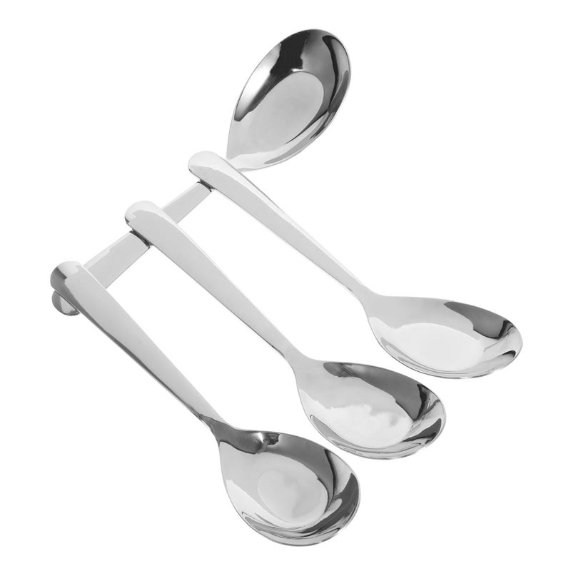 4 Pack Stainless Steel Soup Spoons Mirror Polished Food Grade Utensils for Serving and Cooking - Image 2
