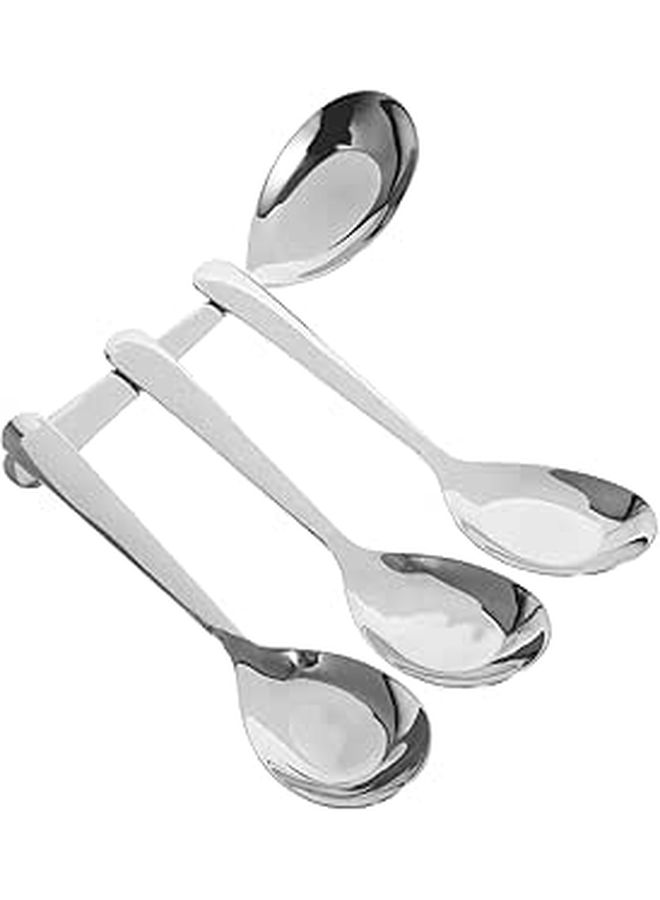 4 Pack Stainless Steel Soup Spoons Mirror Polished Food Grade Utensils for Serving and Cooking - Image 1