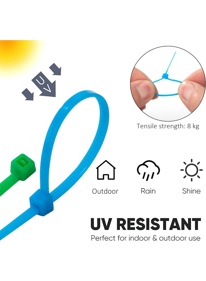 SUNSAR 200 Pack Cable Ties Red Green Blue Yellow 50 pcs per Color 200mm×3.6mm Strong Nylon Plastic Self Locking 8 inch/20 cm Long Multi Color Zip Tie Wraps - Image 3