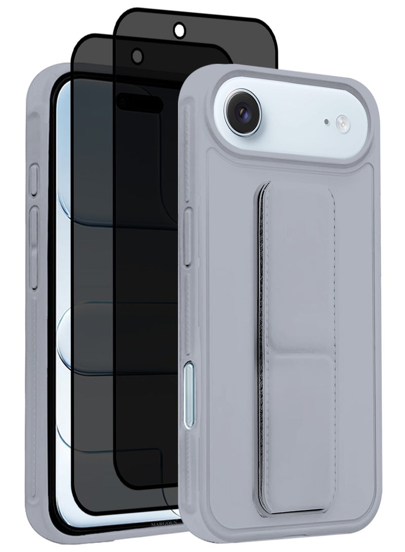 3 Packs Premium PU Leather Case for iPhone 17 Air with Stand Function Shockproof and Anti Scratch Finger Grip with Two Privacy Screen Protector - Image 1