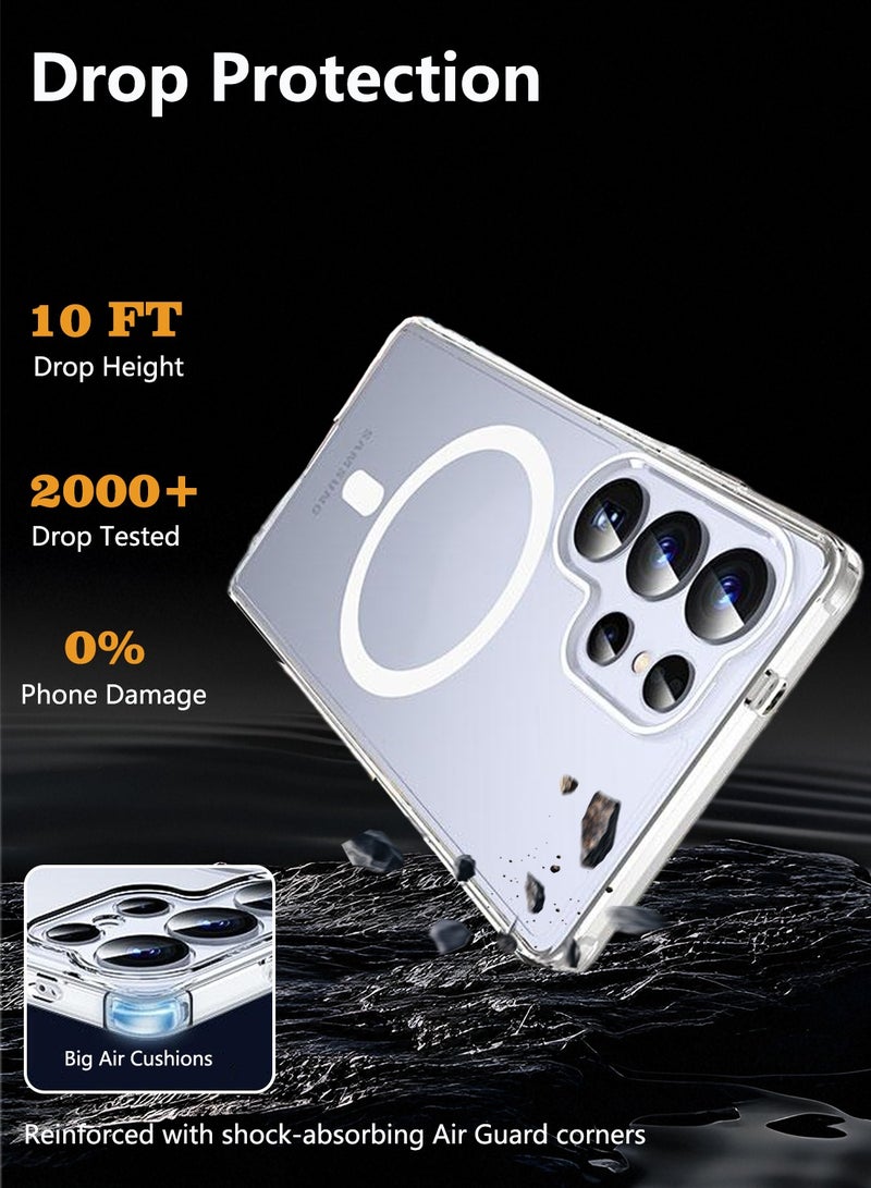 CLPURE Magnetic Case for Samsung Galaxy S24 Ultra 5G, Compatible with MagSafe, Shockproof Protective Phone Cover, Non-Yellowing Hard Clear PC Back (Clear)  - Image 2