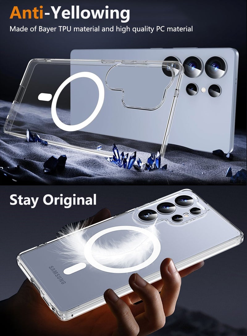 CLPURE Magnetic Case for Samsung Galaxy S24 Ultra 5G, Compatible with MagSafe, Shockproof Protective Phone Cover, Non-Yellowing Hard Clear PC Back (Clear)  - Image 4