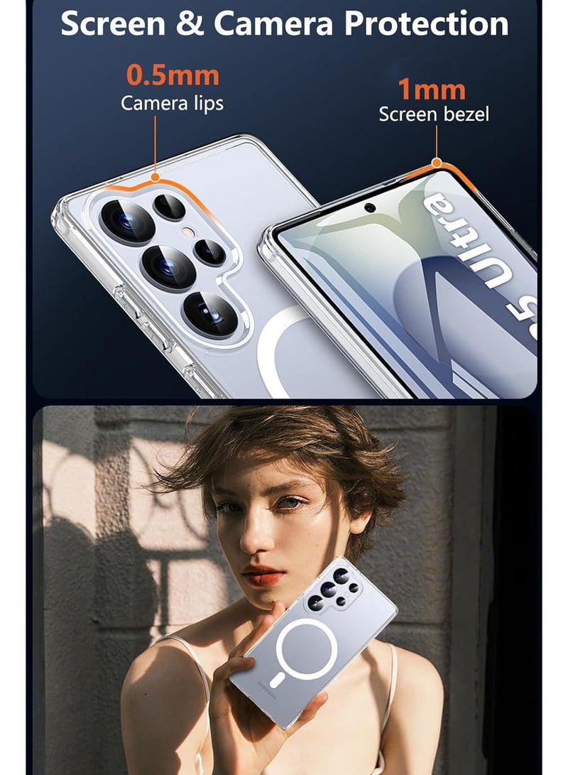 CLPURE Magnetic Case for Samsung Galaxy S24 Ultra 5G, Compatible with MagSafe, Shockproof Protective Phone Cover, Non-Yellowing Hard Clear PC Back (Clear)  - Image 5