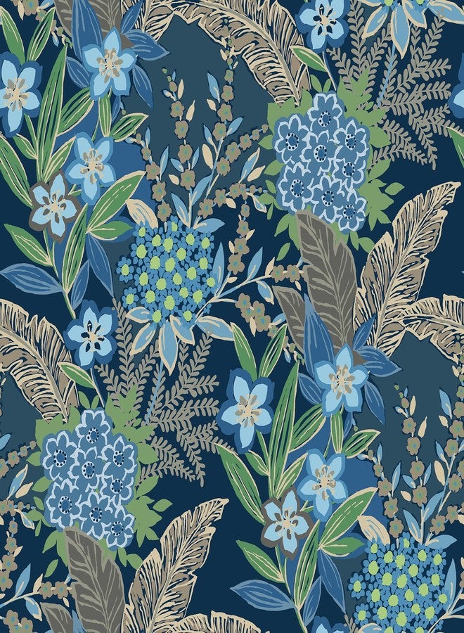 NuWallpaper x RuPaul RuJardin Azure Blue Peel and Stick Wallpaper, RPS6145 - Image 1