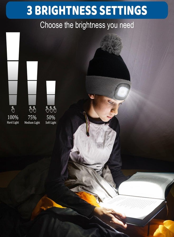 MELASA Hat with Light for Kids, Warm Boys Girls Headlamp Beanie Winter Hat with Pom-Pom, Christmas Stocking Cap Stuffers Gifts Green Blue - Image 4