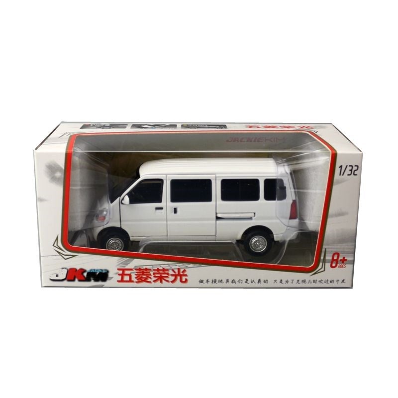 JKM toy alloy car model 1:32 Wuling glory van MPV sound and light six-door steering shock absorber White 