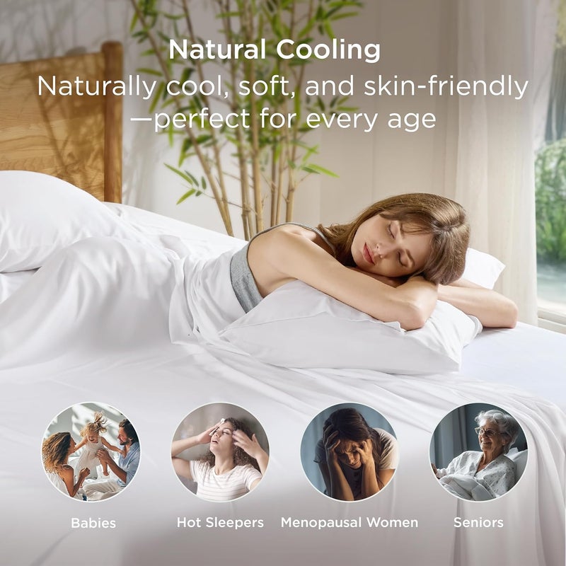 Bedsure Viscose from Bamboo Pillow Cases Standard Size - White Silk Cooling Pillowcase 2, Soft & Breathable Satin Pillow Covers with Envelope Closure, Valentines Day Gifts for him or her, 20x26 inches - Image 3