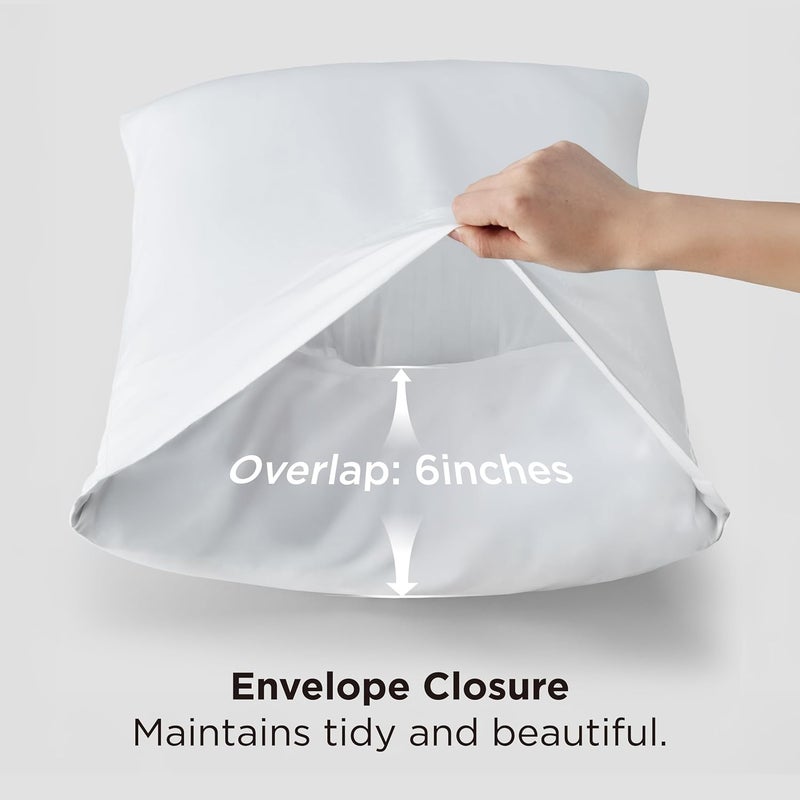 Bedsure Viscose from Bamboo Pillow Cases Standard Size - White Silk Cooling Pillowcase 2, Soft & Breathable Satin Pillow Covers with Envelope Closure, Valentines Day Gifts for him or her, 20x26 inches - Image 5