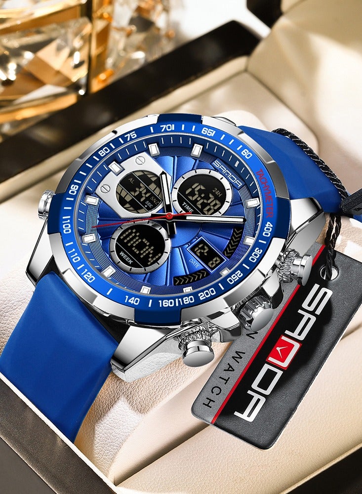 ساندا ساعة يد رياضية عسكرية للرجال من الكوارتز رقمية LED من أفضل العلامات التجارية الفاخرة مقاومة للماء وساعة إلكترونية للرجال - Image 1