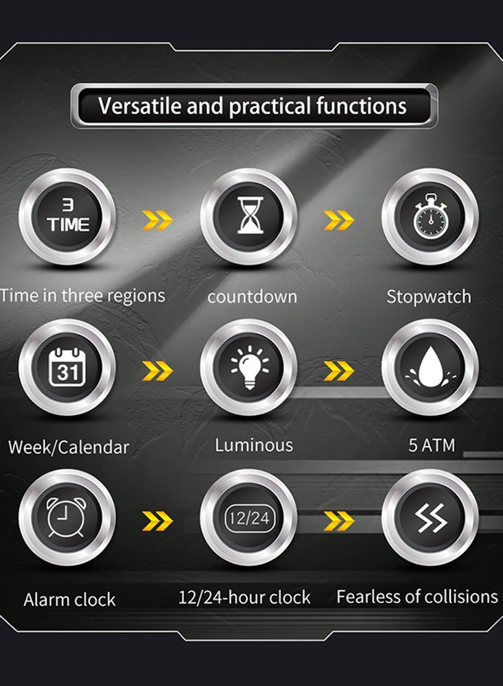 ساندا ساعة يد رياضية عسكرية للرجال من الكوارتز رقمية LED من أفضل العلامات التجارية الفاخرة مقاومة للماء وساعة إلكترونية للرجال - Image 5