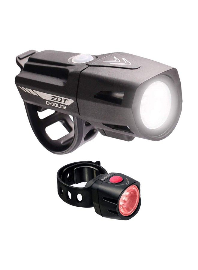 Cygolite Zot 250 Lumen Headlight & Dice Tl 50 Lumen Tail Light Usb Rechargeable Bicycle Light Combo Set Black Redcompact - Image 1
