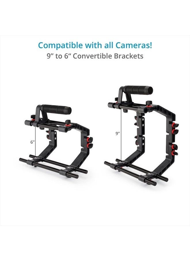 FILMCITY - Filmcity Shoulder Rig Kit w Matte Box & Follow Focus for DSLR Cameras. Ergonomic & Stable, 6” to 9” Convertible Size. Adjustable Handles, ¼” Threads. Comfy Shoulder Pad, Quick Release Plate (FC-03) - Image 1