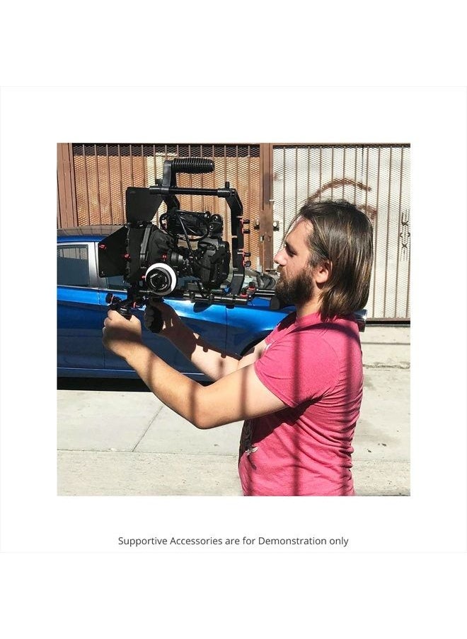 FILMCITY - Filmcity Shoulder Rig Kit w Matte Box & Follow Focus for DSLR Cameras. Ergonomic & Stable, 6” to 9” Convertible Size. Adjustable Handles, ¼” Threads. Comfy Shoulder Pad, Quick Release Plate (FC-03) - Image 1