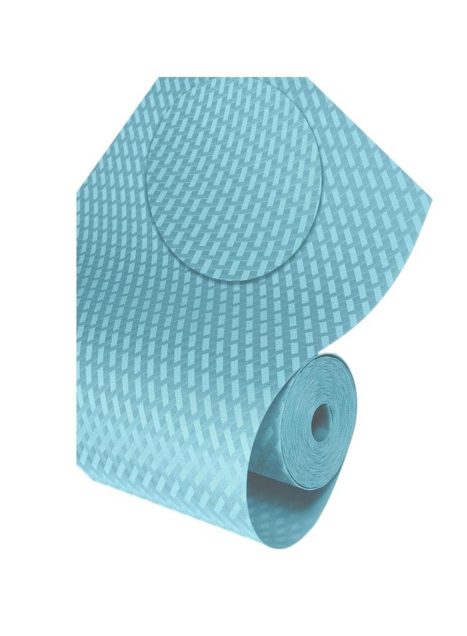 Mopak Decor موباك ديكور، سجادة متعددة الاستخدامات بنقشة مربعات من مادة EVA، مقاس 45 سم × 150 سم، فائقة المتانة، كلاسيكية، مانعة للانزلاق، مناسبة لأدراج وخزائن المطبخ، متوفرة على شكل لفافة، مناسبة للطاولات، بطول 1.5 متر، لون أزرق سماوي. - Image 1
