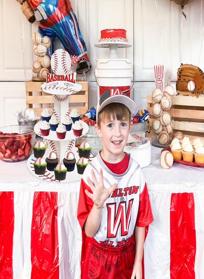 BQK 3 Tier Baseball Theme Party Cupcake Stand - Image 3