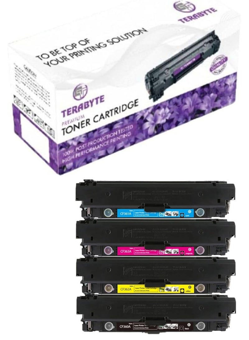 Terabyte تونر متوافق 508A تونر M553 508A CF360A CF361A CF362A CF363A خرطوشة تونر متوافقة لطابعة ليزر ملونة من نوع Enterprise M552 MFP M577f 360A 361A 362A 363A 508 - Image 1