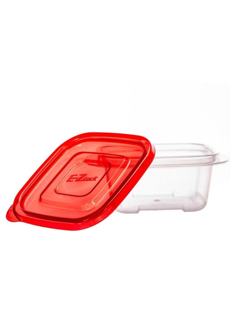 LOCK & LOCK LocknLock EzLock Square Container Set - 970ml (Set of 2), Clear Base, Stackable, Microwave-Safe  - Image 2