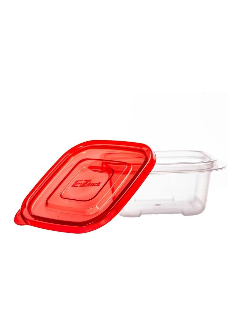 LOCK & LOCK LocknLock EzLock Square Container Set - 970ml (Set of 2), Clear Base, Stackable, Microwave-Safe  - Image 4