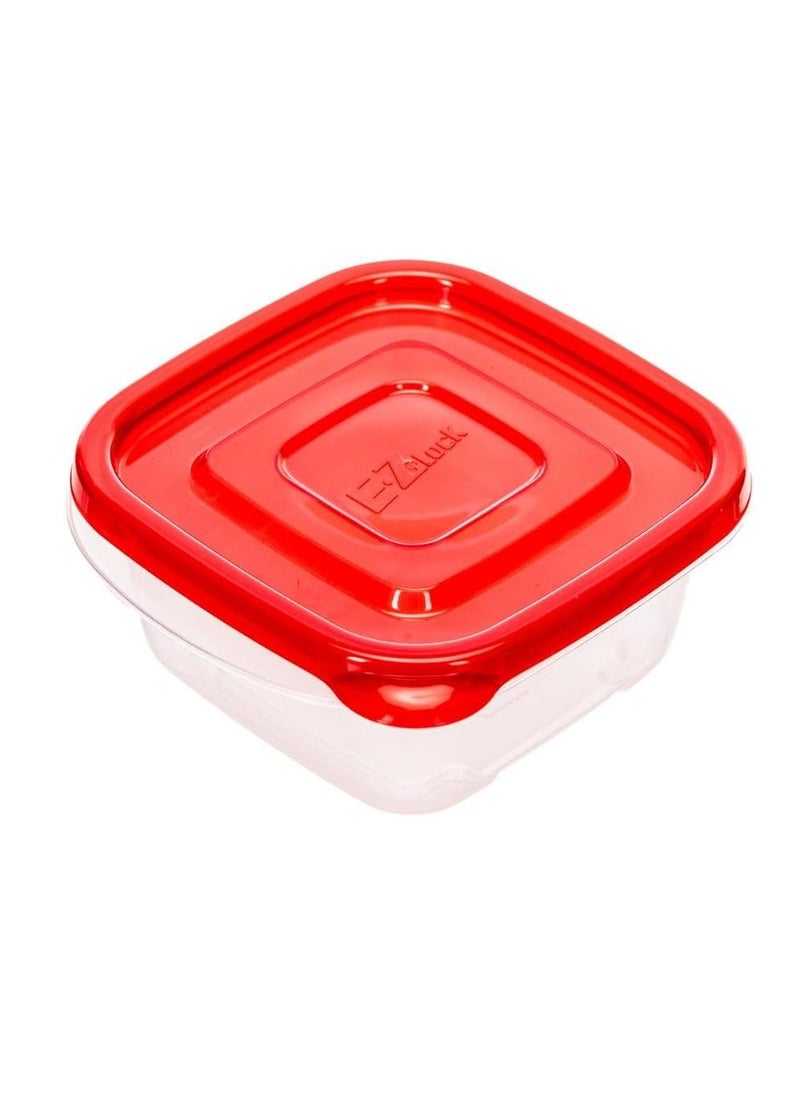 LOCK & LOCK - LocknLock EzLock Square Container Set - 970ml (Set of 2), Clear Base, Stackable, Microwave-Safe - Image 1