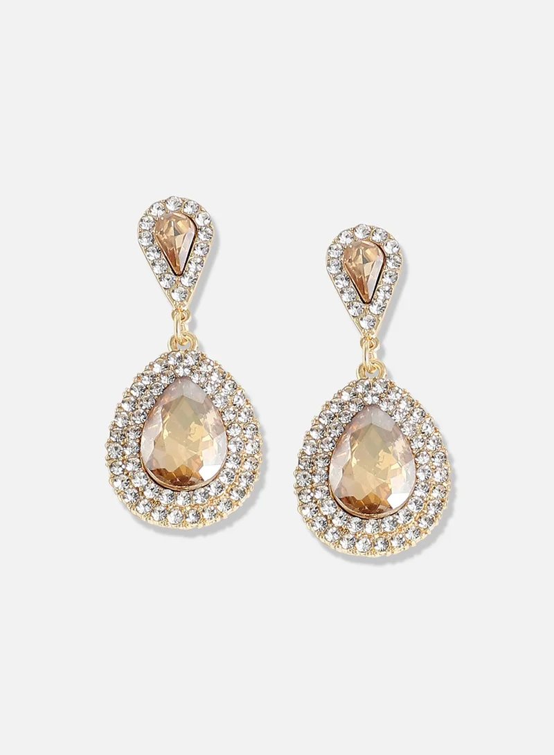 سوهي مطلية بالذهب مصمم الحجر انخفاض القرط الطرف