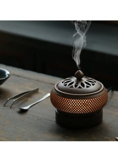 INFOSUN Ceramic Electric Incense Burner, Electronic Aroma Diffuser with Timing Temperature Adjustment and Cover, Resin Frankincense Burner, Used for Indoor Air Purification/Home Decoration/Meditation  - Image 1