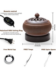 INFOSUN Ceramic Electric Incense Burner, Electronic Aroma Diffuser with Timing Temperature Adjustment and Cover, Resin Frankincense Burner, Used for Indoor Air Purification/Home Decoration/Meditation  - Image 2