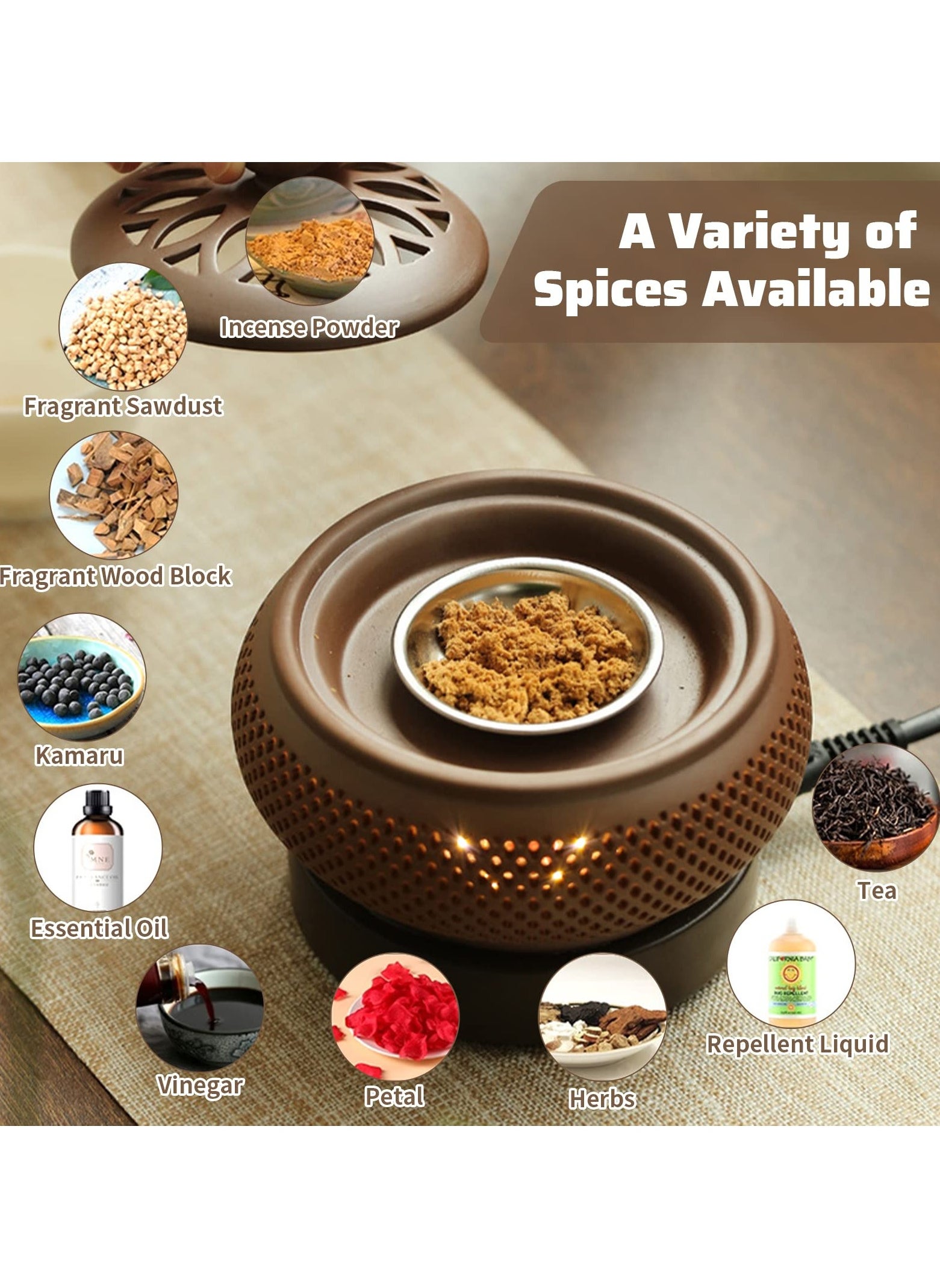 Ceramic Electric Incense Burner, Electronic Aroma Diffuser with Timing Temperature Adjustment and Cover, Resin Frankincense Burner, Used for Indoor Air Purification/Home Decoration/Meditation - https://f.nooncdn.com/p/pzsku/ZB77C302B10EEB14AB69CZ/45/_/1717742870/14427043-562b-43c9-8225-a4f3fb618322.jpg?width=original