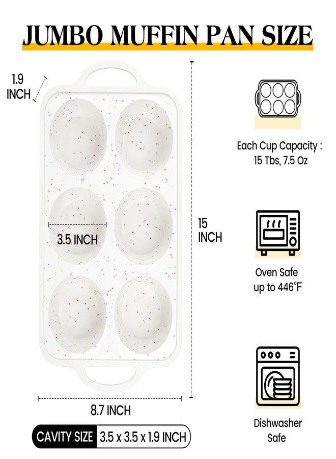 AOTASO 2 Pcs Jumbo Muffin Pan with Metal Frame, Nonstick 6 Cup Extra Large Cupcake Pan for Baking, Silicone Deep Muffin Tray for Egg Bites (Cream) - Image 5