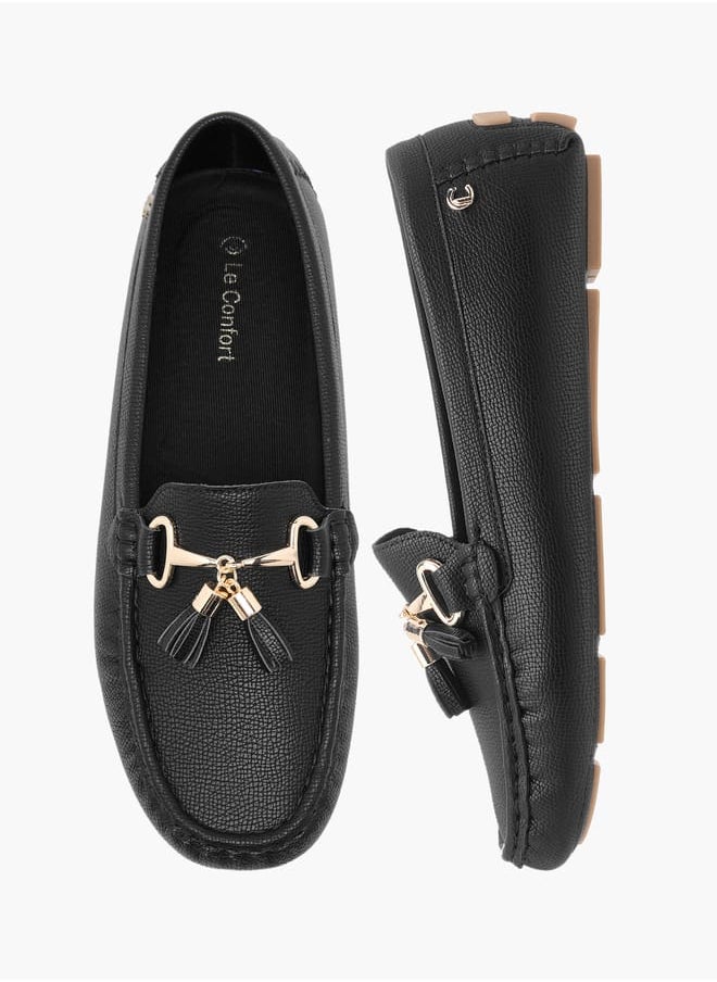 Le Confort Women Textured Slip-On Loafers with Tassel Detail  - Image 1