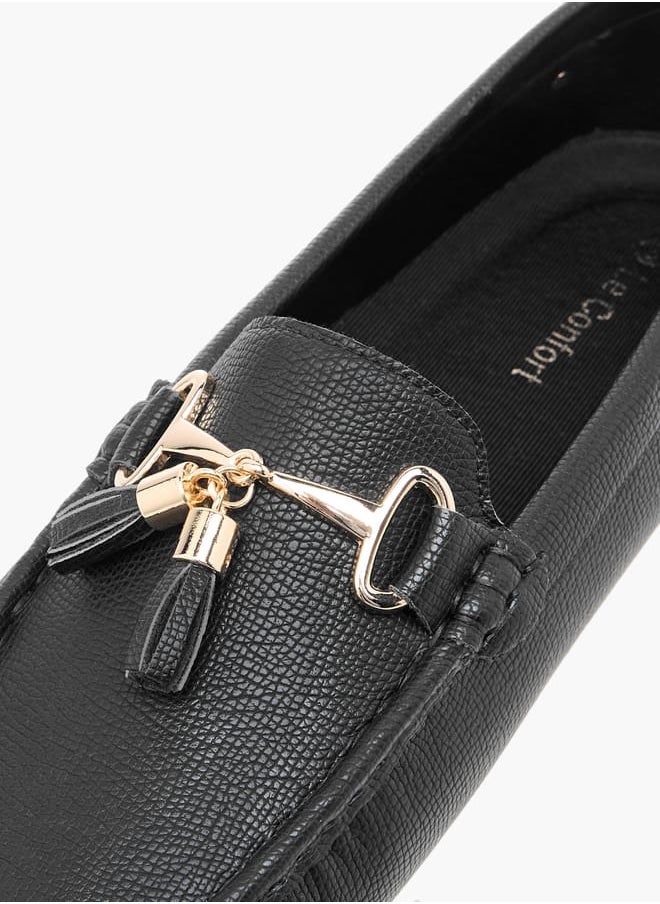Le Confort Women Textured Slip-On Loafers with Tassel Detail  - Image 4