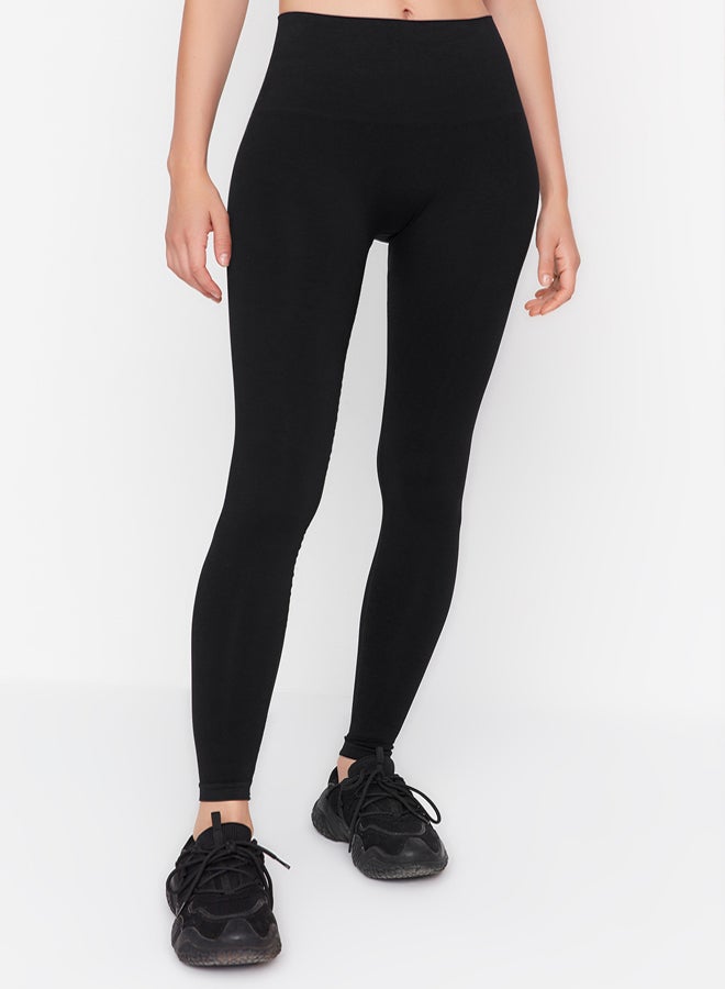 trendyol Black Seamless/Seamless Compression Full Length Knit Sports Leggings  - Image 3