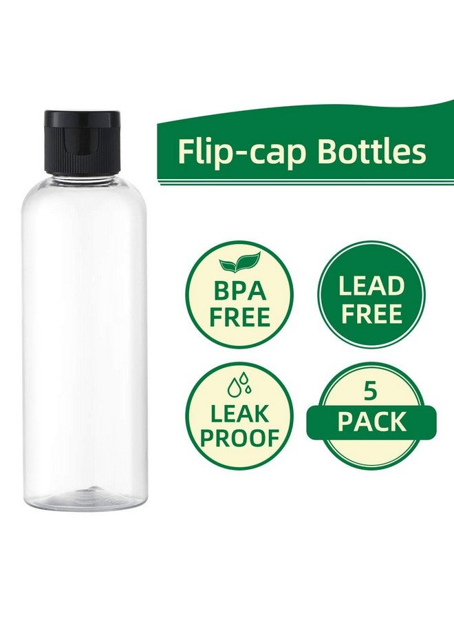 LISAPACK زجاجات سفر بسعة 3.4 أونصة لمنتجات العناية الشخصية 5 قطع حاويات سفر للشامبو معتمدة من TSA زجاجات سفر فارغة بحجم 100 مل شفافة - Image 3