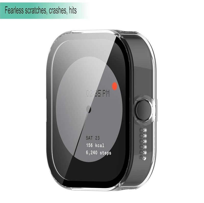 Wisely Shine Protective Slim Bumper Tempered Glass Case Cover Compatible with CMF by Nothing Watch Pro, Crystal Clear - Image 3