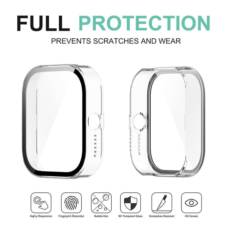 Wisely Shine Protective Slim Bumper Tempered Glass Case Cover Compatible with CMF by Nothing Watch Pro, Crystal Clear - Image 4
