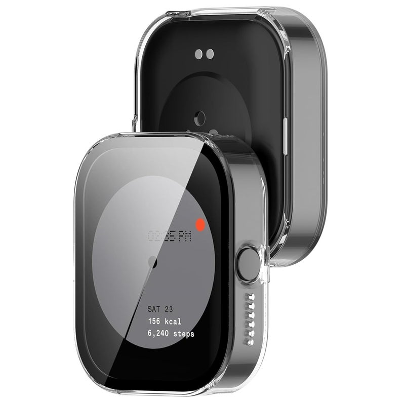 Wisely Shine Protective Slim Bumper Tempered Glass Case Cover Compatible with CMF by Nothing Watch Pro, Crystal Clear - Image 2