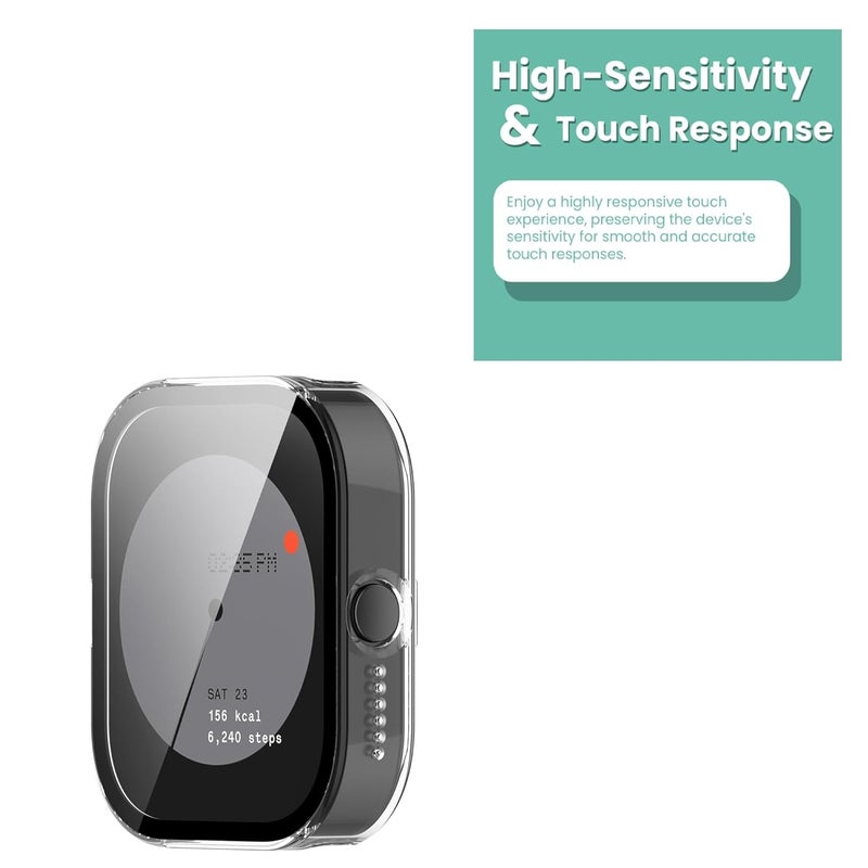 Wisely Shine Protective Slim Bumper Tempered Glass Case Cover Compatible with CMF by Nothing Watch Pro, Crystal Clear - Image 5