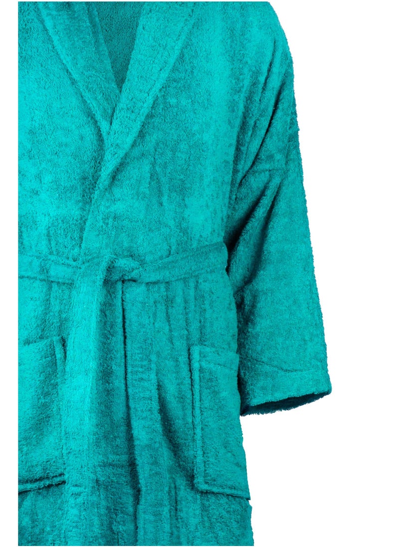 1Chase - Shawl Collar Bathrobe With Hair Towel Wrap Teal - Image 1