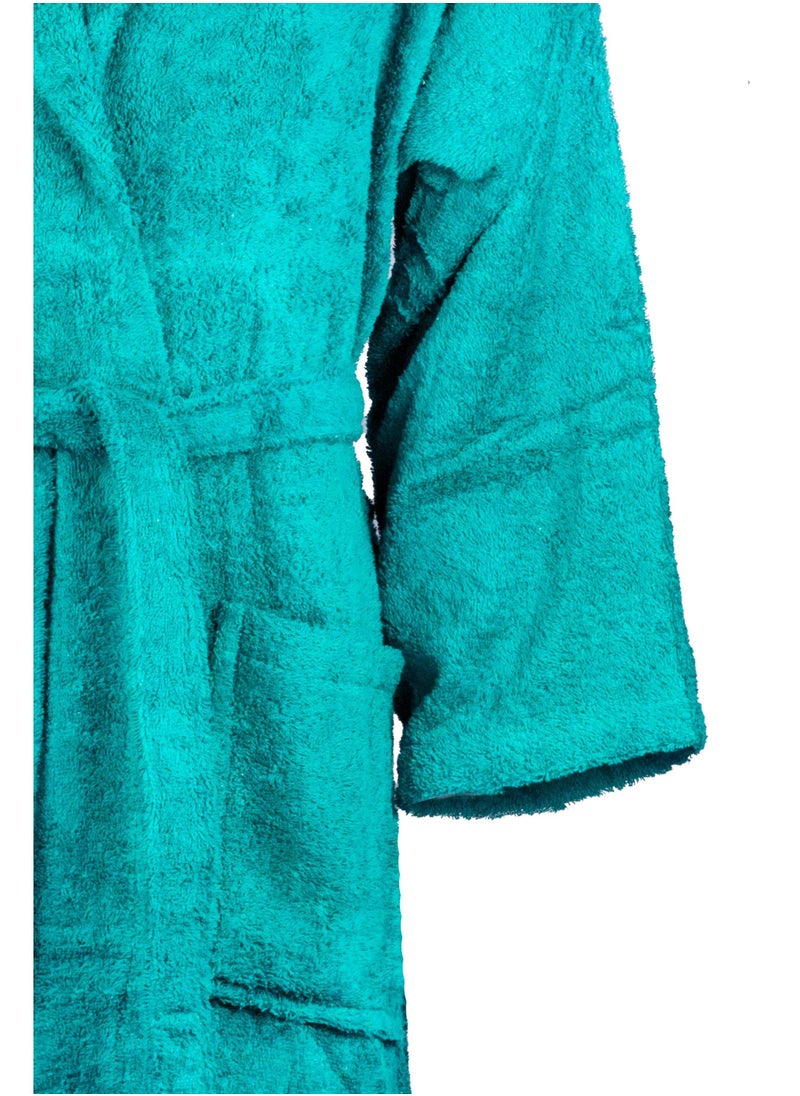 1Chase - Shawl Collar Bathrobe With Hair Towel Wrap Teal - Image 1