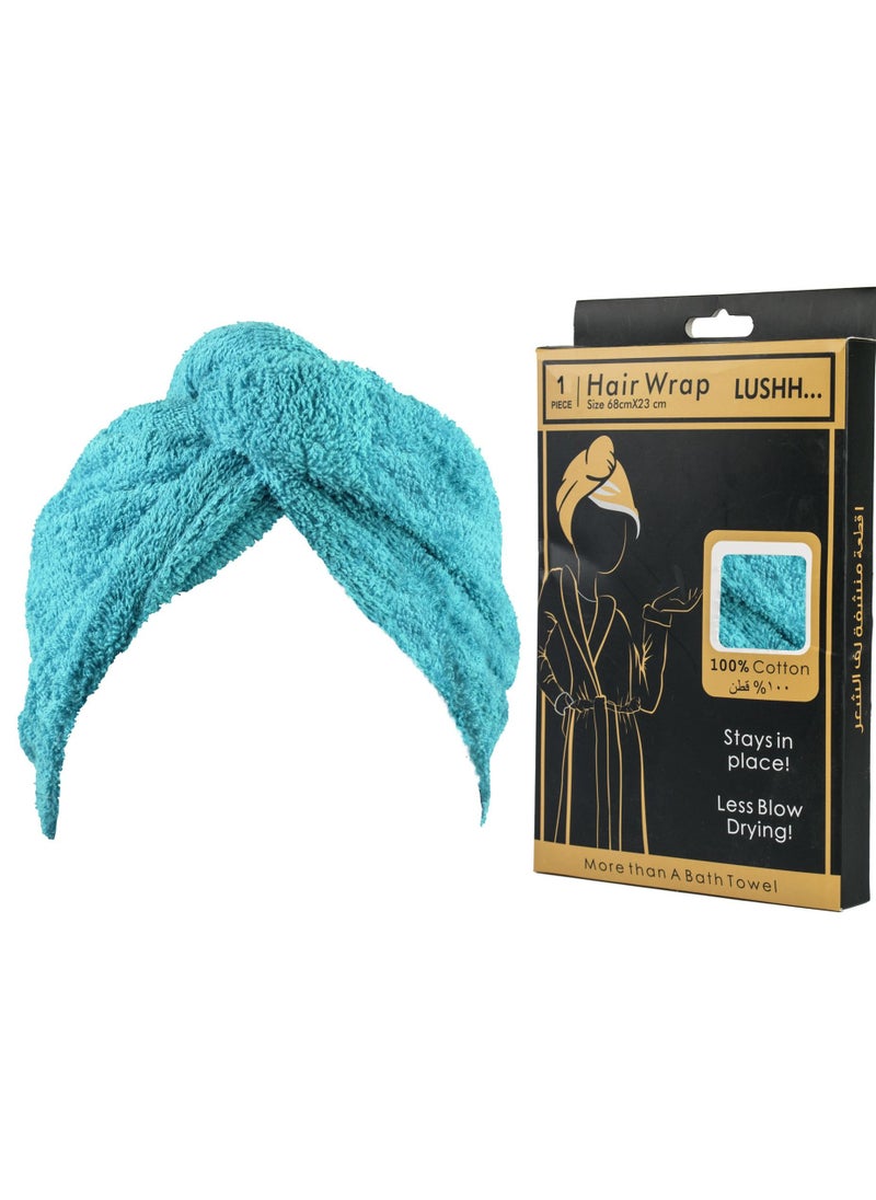 1Chase - Shawl Collar Bathrobe With Hair Towel Wrap Teal - Image 1