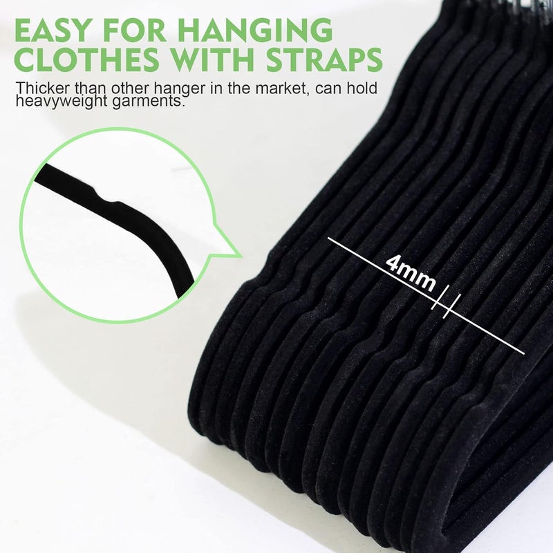 UREVO Kids Hangers Velvet, 30 Pieces Children Cloth Durable Baby Hangers for Closet - Perfect Infant Toddler Kid Hanger for Everyday Use, Non Slip 360° Hooks for Shirt, Pant (30 Pack, Black) - Image 4